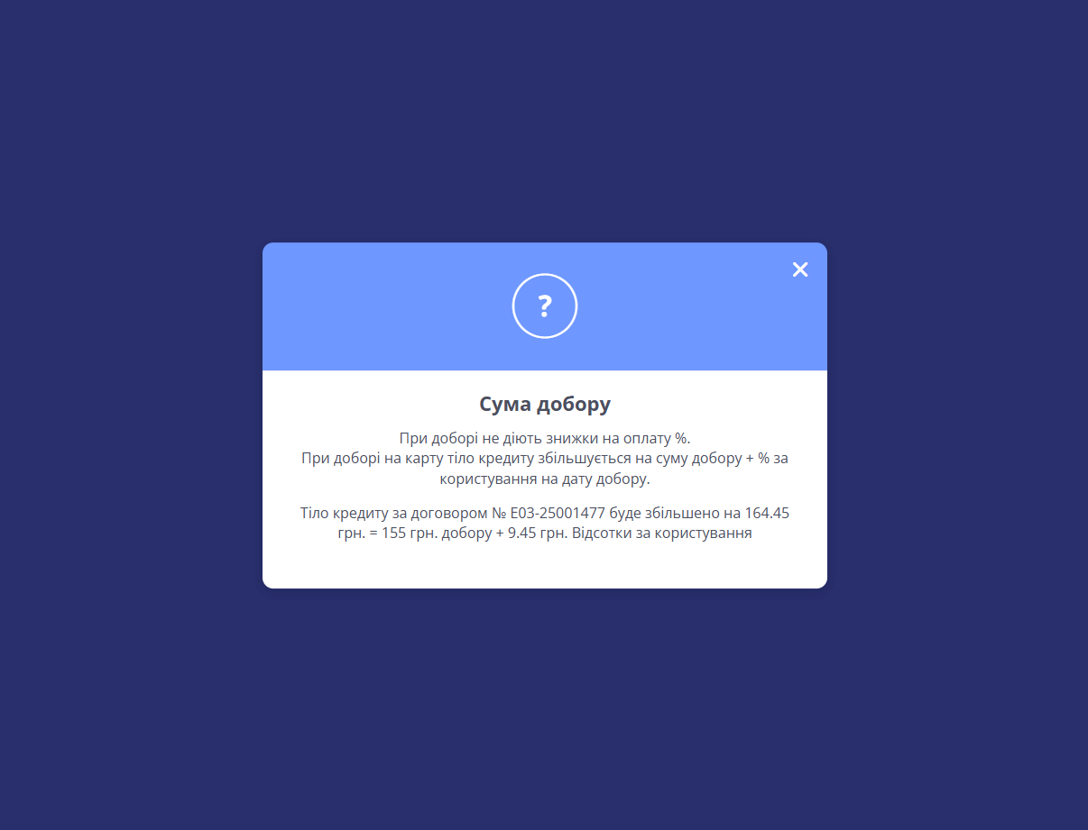 інформація про те, з чого складається сума збільшення тіла кредиту