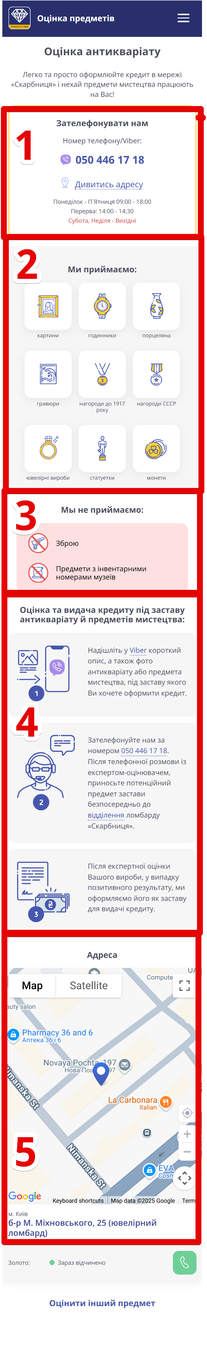 інформація про оцінку антикваріату